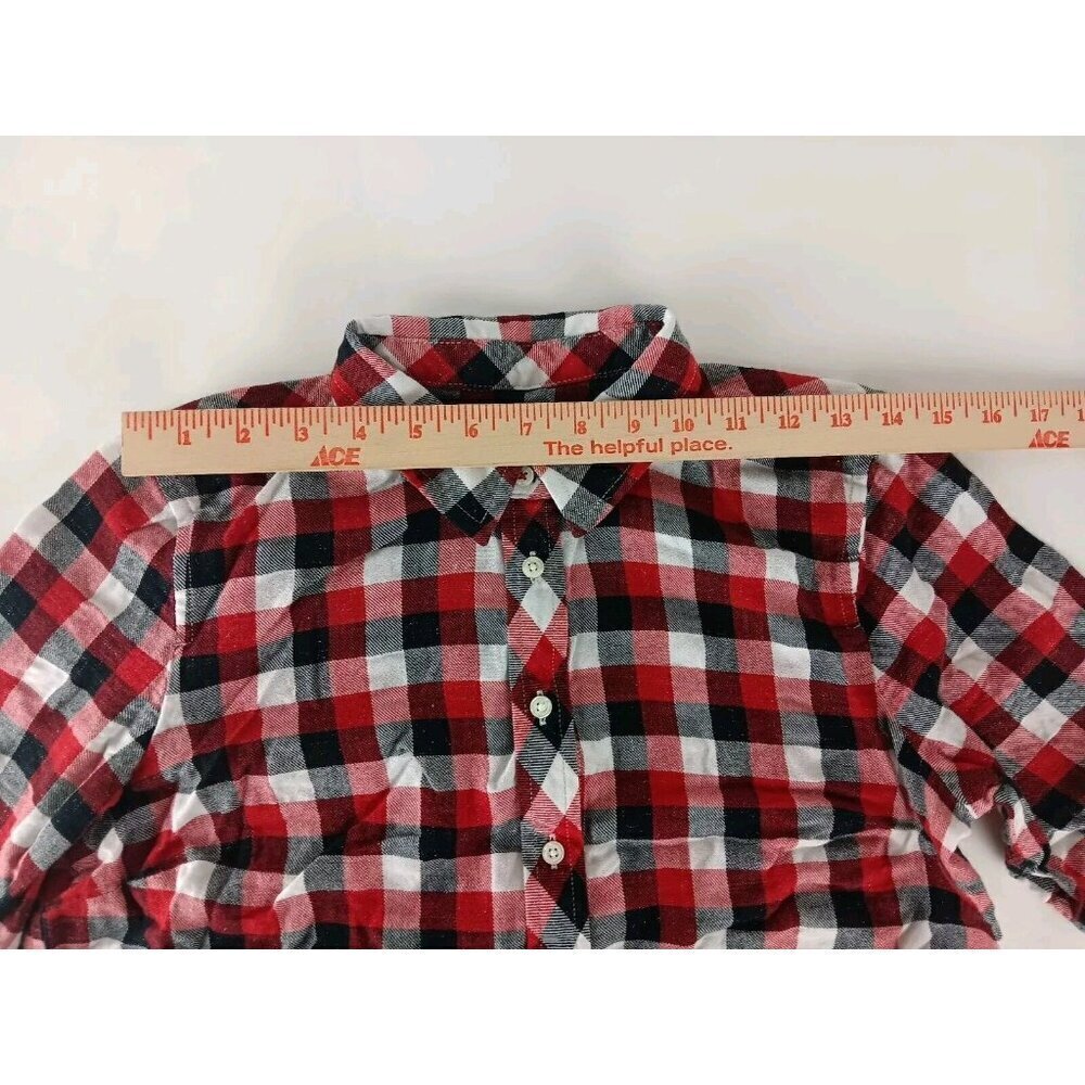 Talbots Button Up Shirt Women’s Size Mp Red Black White Buffalo Check w/Silver - Picture 3 of 10